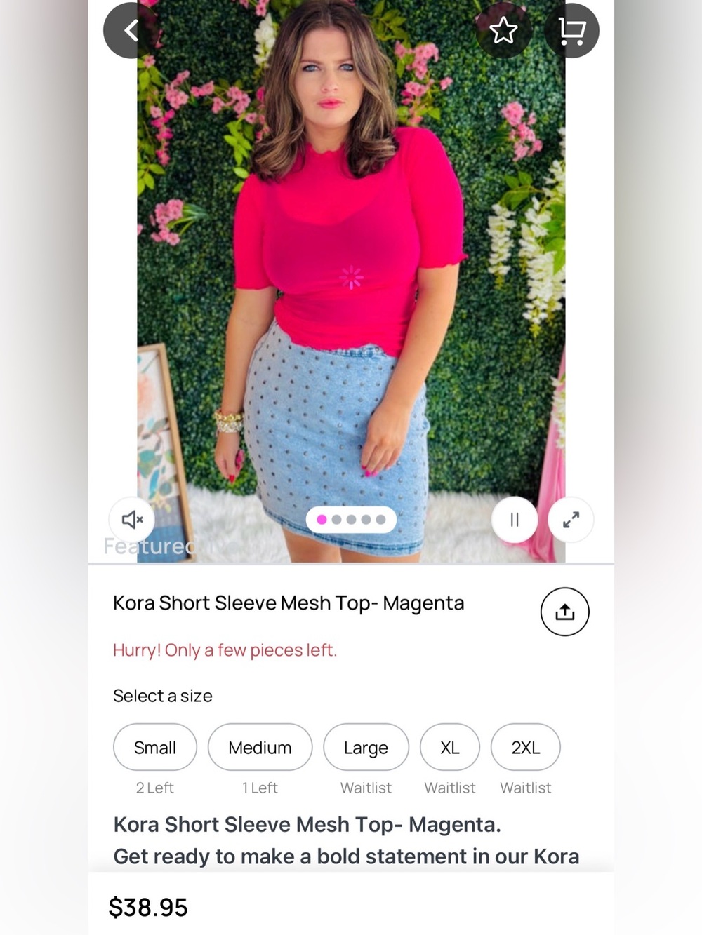 Magenta Short Sleeve Mesh Top - Kora